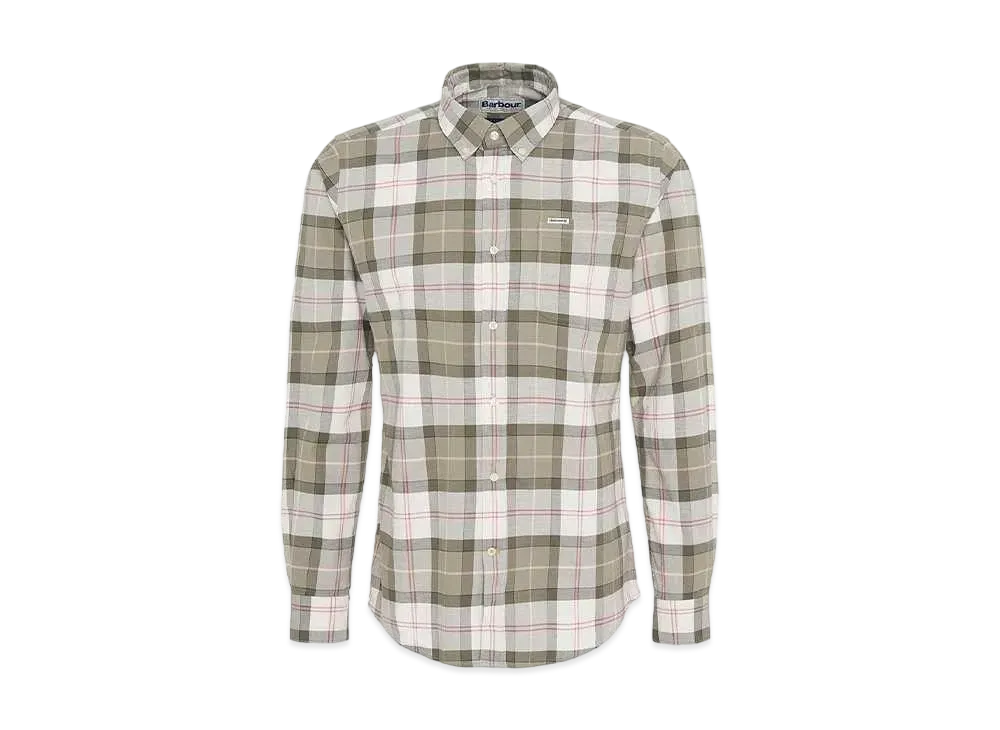 Barbour Lewis Tartan Chuck Button Down Shirt (Tailored Fit) "Olive"