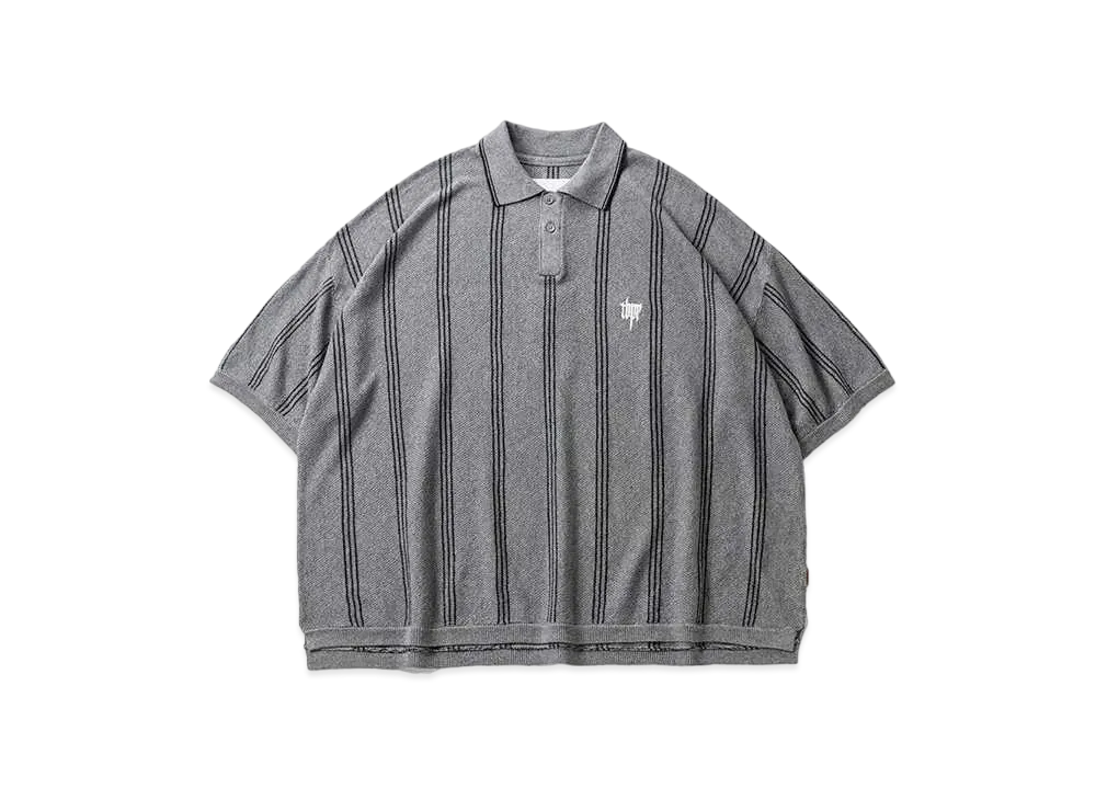 TIGHTBOOTH Stripe Knit Polo "Grey"
