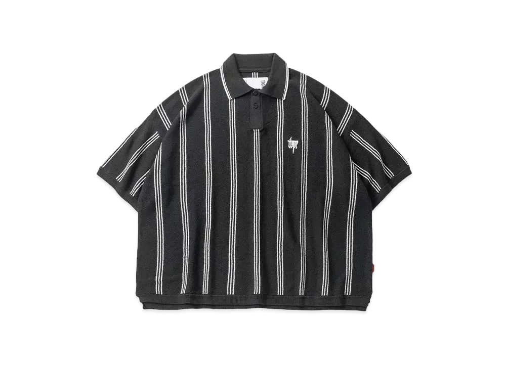 TIGHTBOOTH Stripe Knit Polo "Black"