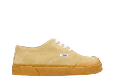 LOEWE Women's Terra Vulca Lace-Up Sneaker In Suede "Gold"