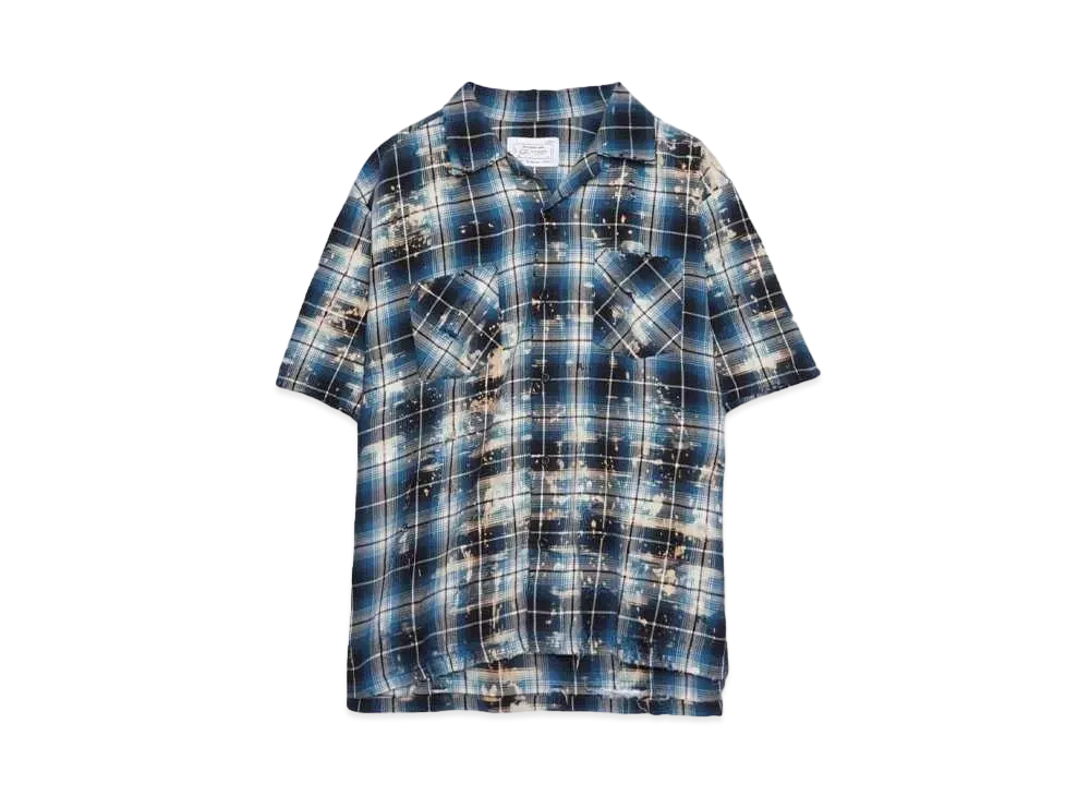 Rafu Bleached&damaged S/S shirt "BLUE"