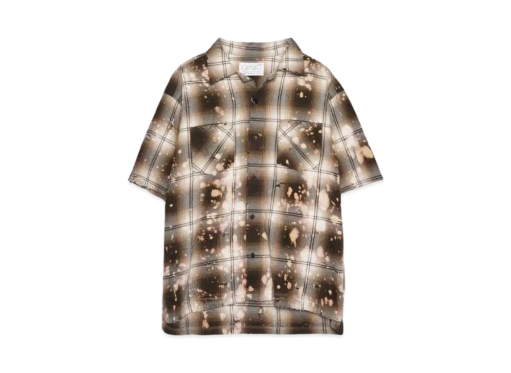 Rafu Bleached&damaged S/S shirt "BROWN"