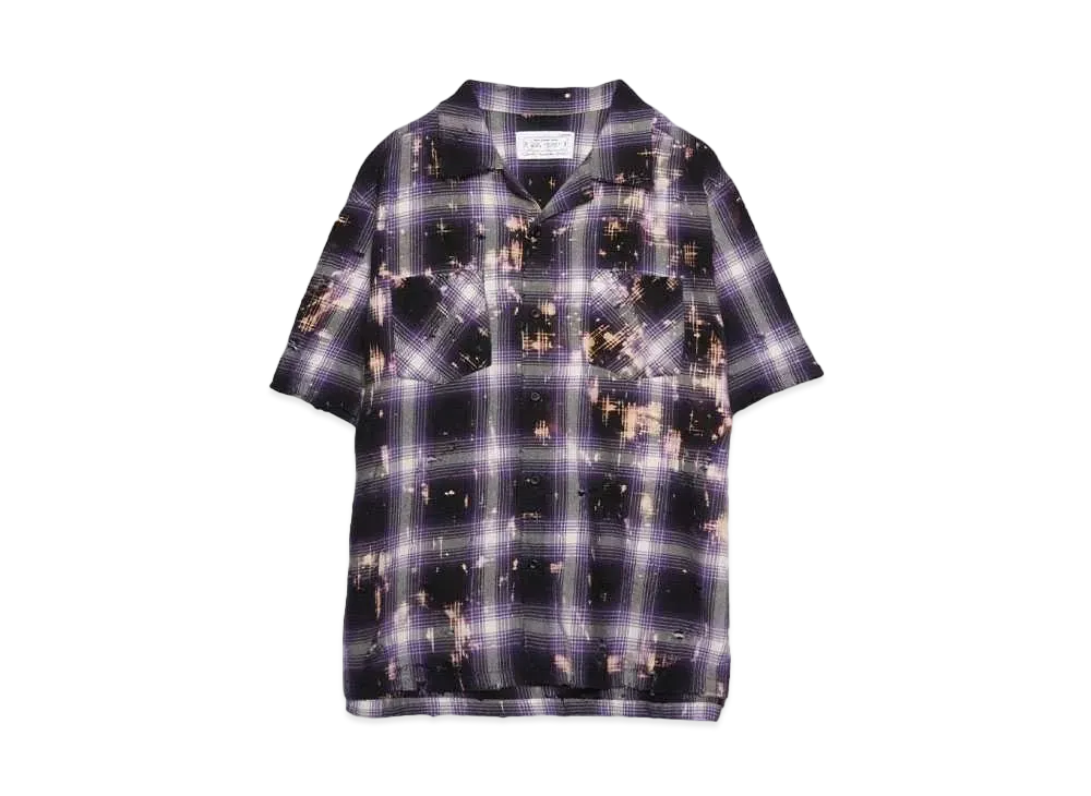 Rafu Bleached&damaged S/S shirt "PURPLE"