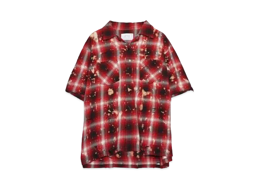 Rafu Bleached&damaged S/S shirt "RED"