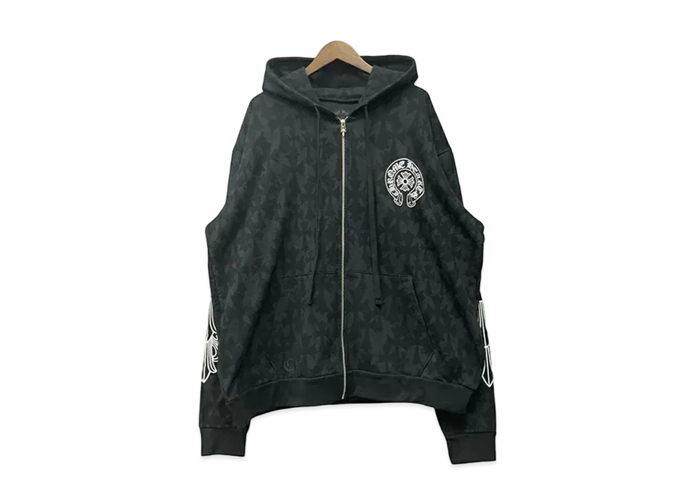 Chrome Hearts Graveyard Cemetery Cross Zip Up Hoodie "Black"