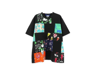 JUNYA WATANABE MAN Cotton Jersey x Cotton Broad Print Mix Lousy Livin W Name T-shirt "Black B"