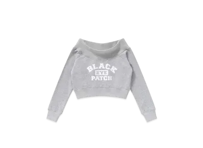 BlackEyePatch College Logo Off Shoulder Sweat Top "Heater Gray"
