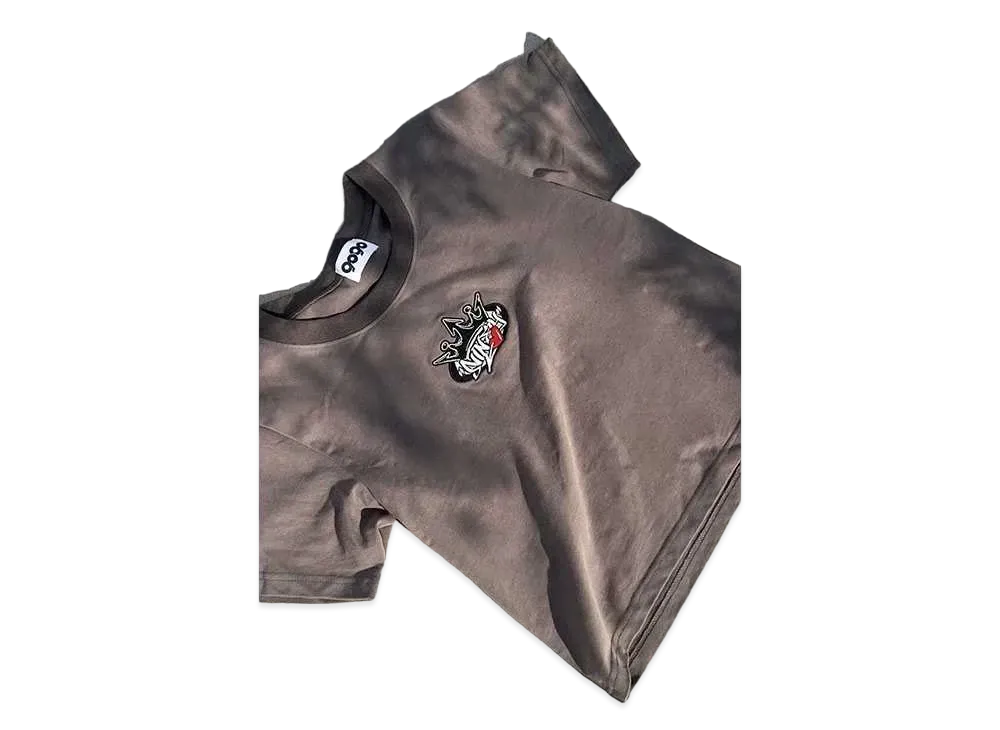 9090 King Logo Cropped Herat Tee "Charcoal Black"