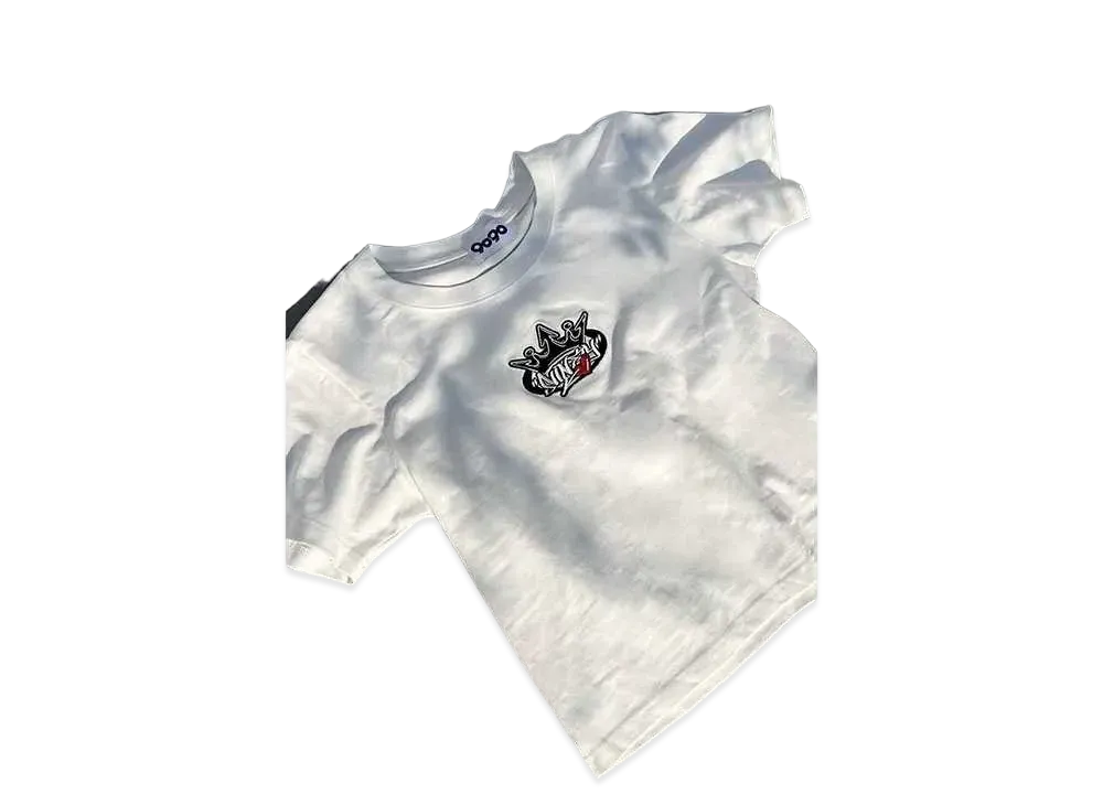 9090 King Logo Cropped Herat Tee "White"