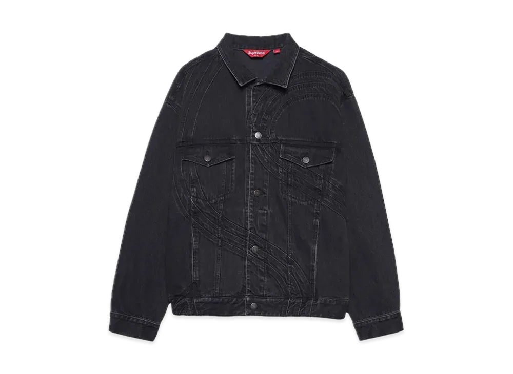 Supreme S Logo Denim Trucker Jacket "Washed Black"