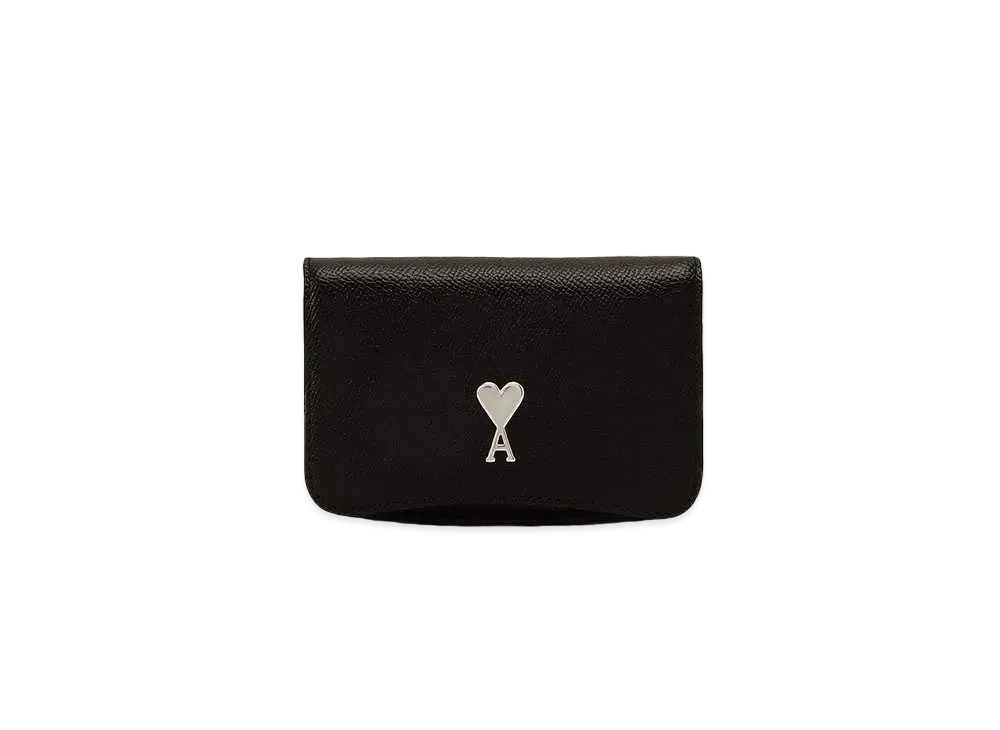 AMI PARIS Paris Paris Strap Card Holder "Black/Vibrated Silver"