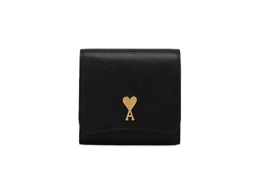 AMI PARIS Paris Paris Compact Wallet "Black/Vibrated Brass"