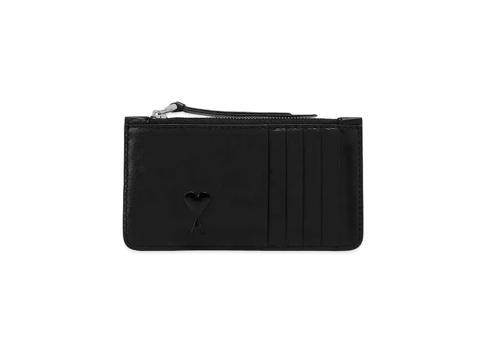 AMI PARIS Ami de Coeur Zip Card Holder "Black"