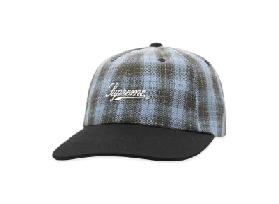 Supreme Script Logo 6-Panel "Blue Plaid"