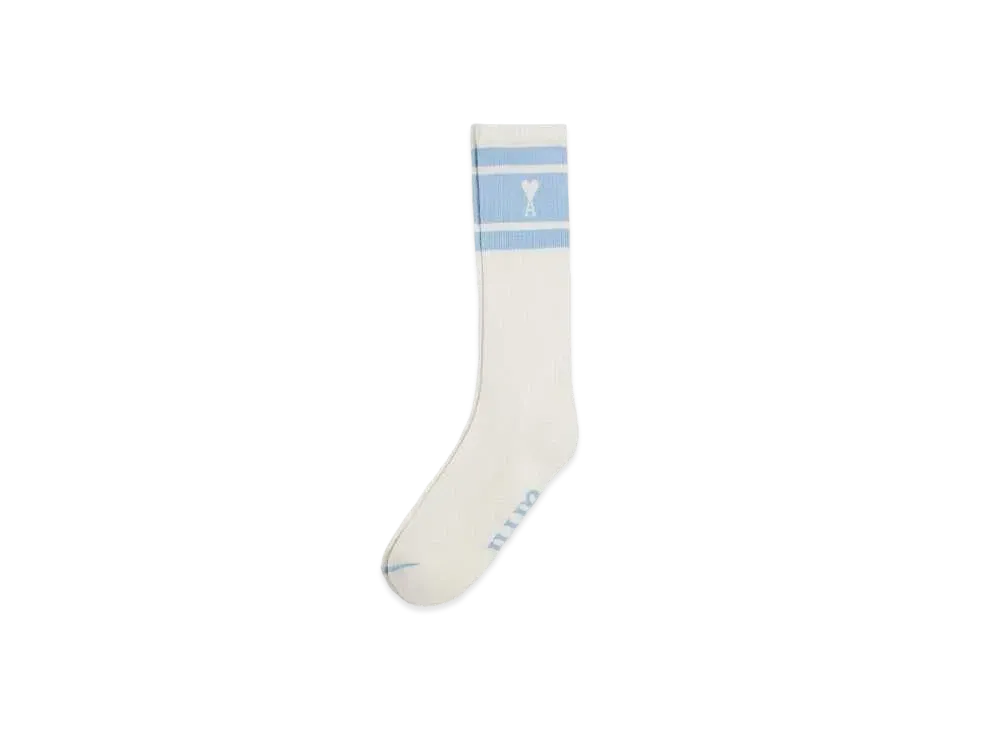 AMI PARIS Ami de Coeur Striped Socks "Cashmere Blue"