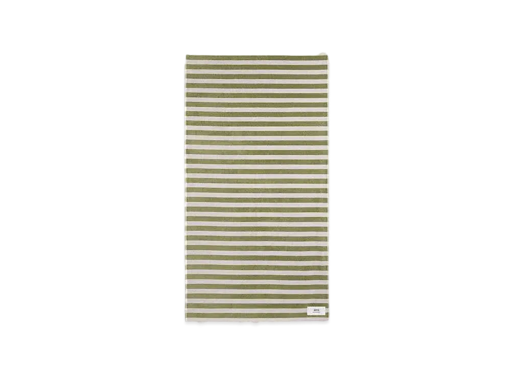 AMI PARIS Striped Beach Towel "Chalk/Olive"