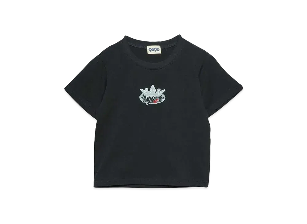 9090 King Logo Cropped Herat Tee "Navy"