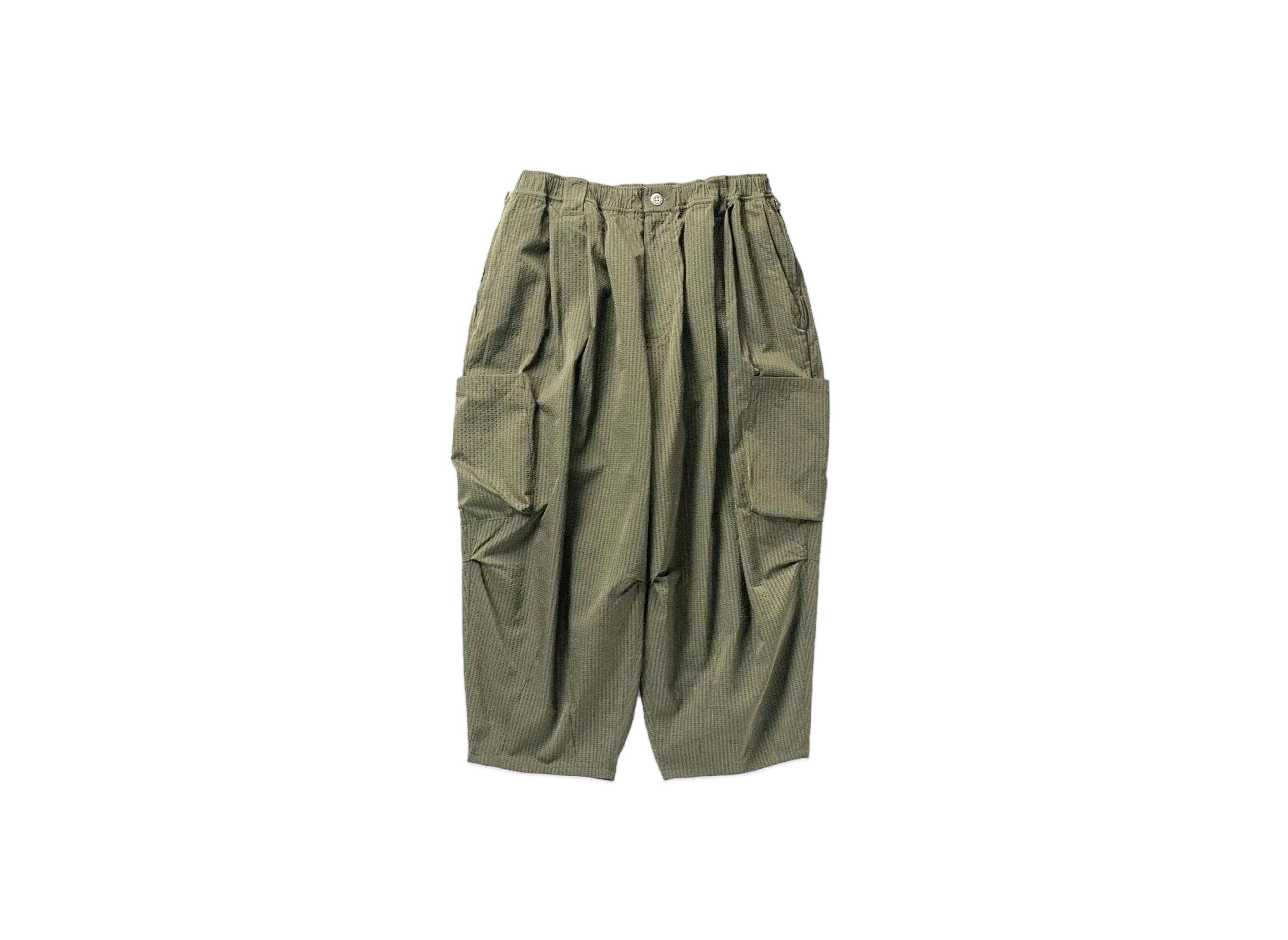 TIGHTBOOTH Seersucker Cropped Cargo Pants "Olive"
