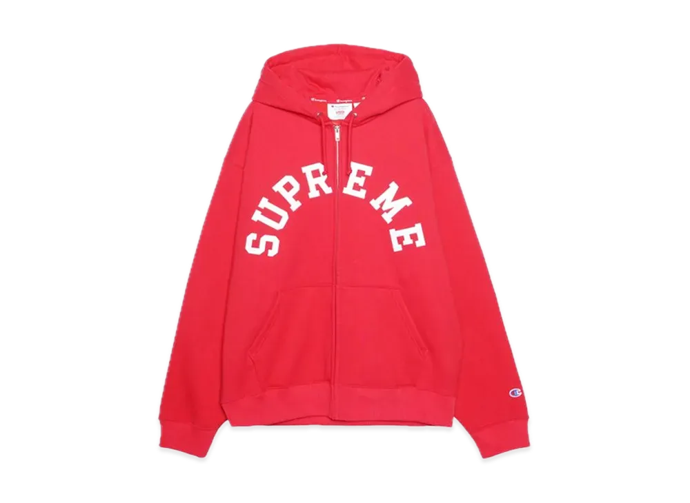Supreme x Champion Zip Up Hooded Sweatshirt "Red"