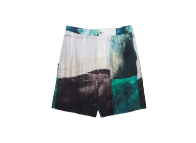 TAAKK ORE PATTERN SILK THE KNEE SHORTS "GREEN"