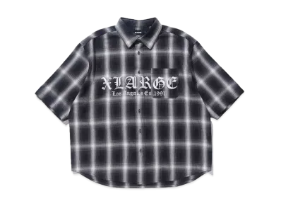 XLARGE OLD ENGLISH S/S PLAID SHIRT "BLACK"