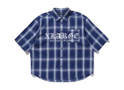 XLARGE OLD ENGLISH S/S PLAID SHIRT "BLUE"