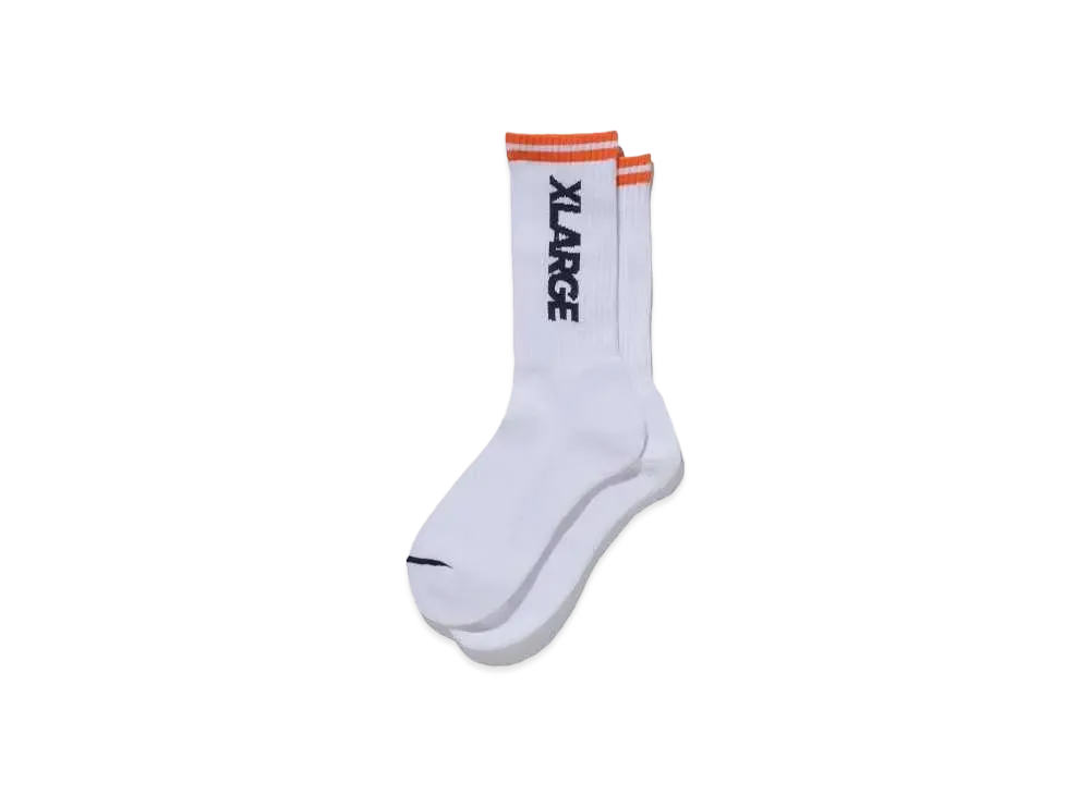 XLARGE CONTRAST STRIPED STANDARD LOGO SOCKS "WHITE"