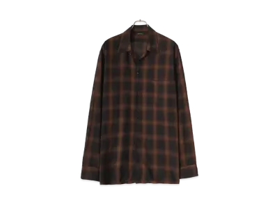 COMOLI Rayon Open Collar Shirt "Check"