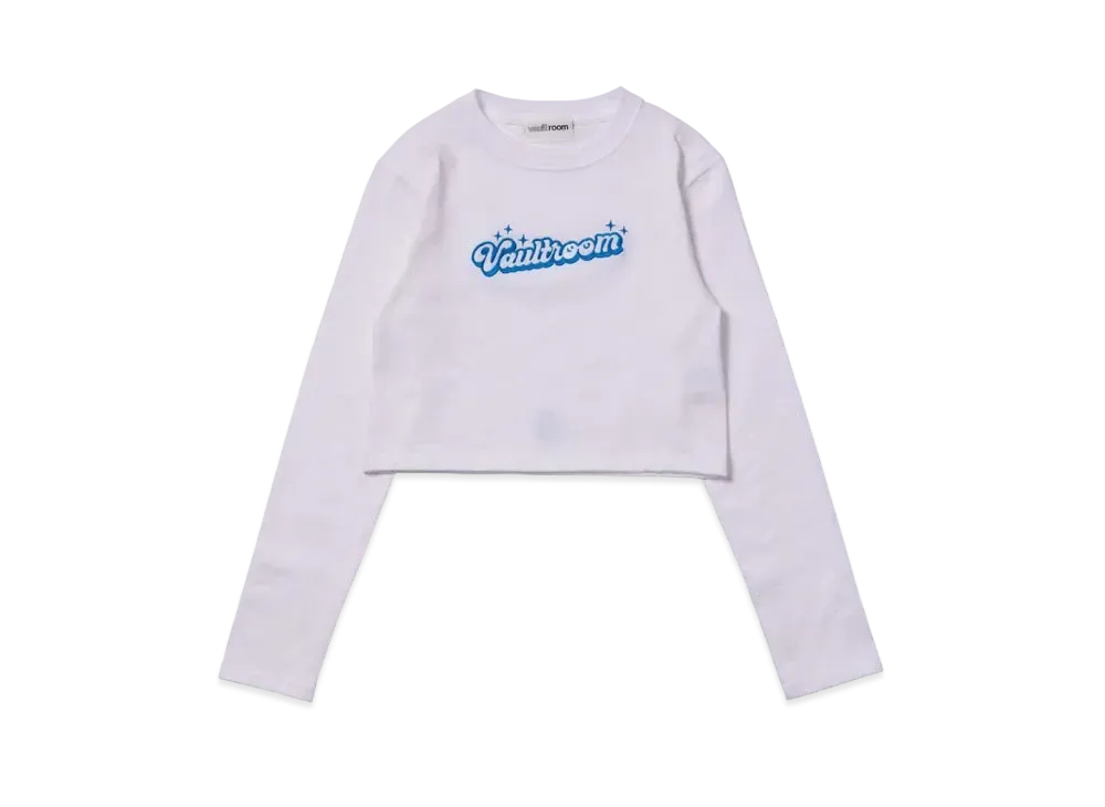 VAULTROOM Women's Sparkle Logo Cropped L/S T-Shirt "White"