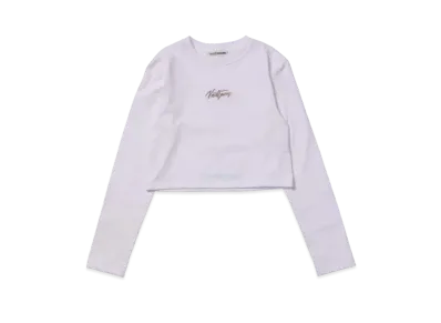 VAULTROOM Women's Script Logo Cropped L/S T-Shirt "White"