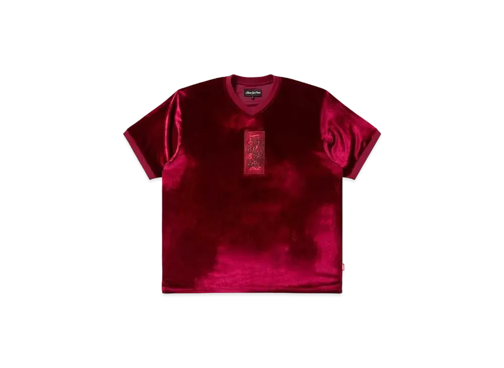 BlackEyePatch HWC Label Embroidered Velour V Neck S/S Shirt "Burgundy"