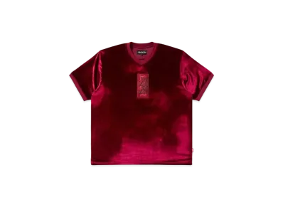 BlackEyePatch HWC Label Embroidered Velour V Neck S/S Shirt "Burgundy"