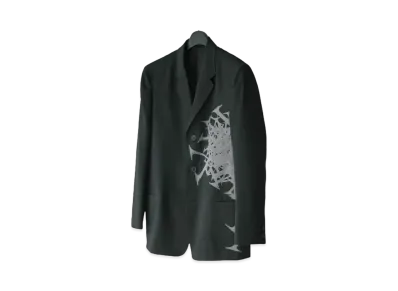 Yohji Yamamoto Pour Homme YY Pattern Discharge Dyeing Single Jacket "Black"