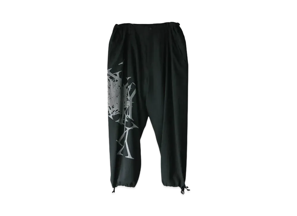 Yohji Yamamoto Pour Homme YY Pattern Discharge Dyeing Waist String Pants "Black"