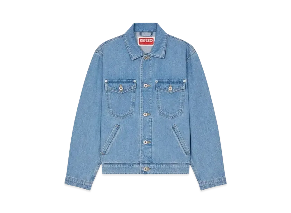KENZO 'YEAR OF THE DRAGON' Embroidery Track Jacket "Stone Bleached Blue Denim"