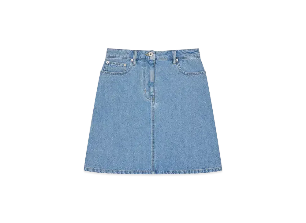 KENZO 'YEAR OF THE DRAGON' Embroidery Mini Skirt "Stone Bleached Blue Denim"