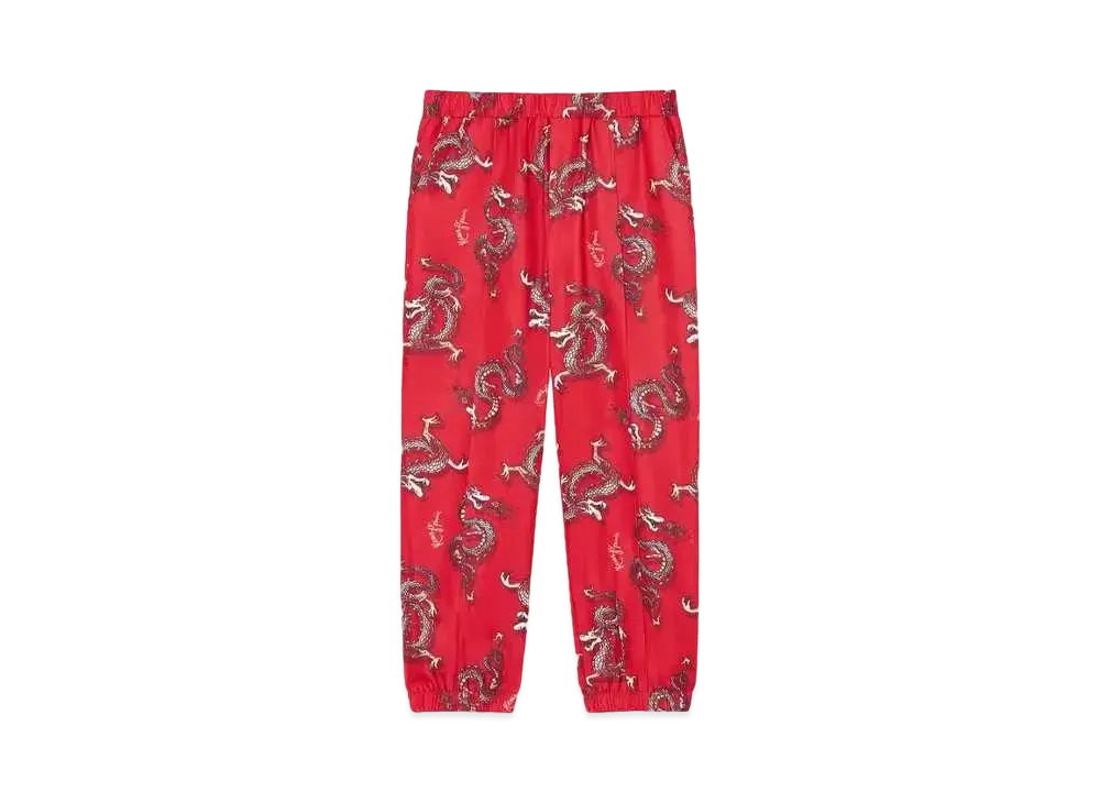 KENZO 'YEAR OF THE DRAGON' Print Pants "Medium Red"