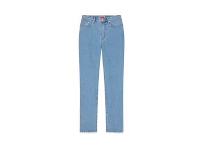KENZO 'YEAR OF THE DRAGON' Cropped Embroidery ASAGAO Jeans "Stone Bleached Blue Denim"
