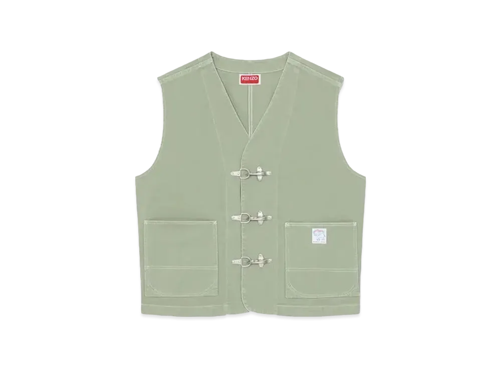 KENZO 'ELEPHANT FLAG' Workwear Waist Coat "Almond Green"
