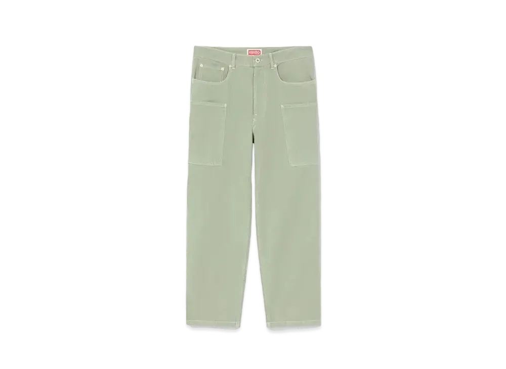 KENZO 'ELEPHANT FLAG' Cargo Jeans "Almond Green"