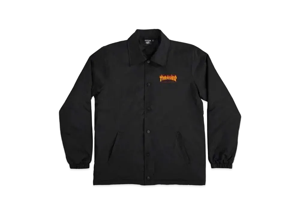 THRASHER x SANTA CRUZ Flame Dot Coach Jacket "Black"
