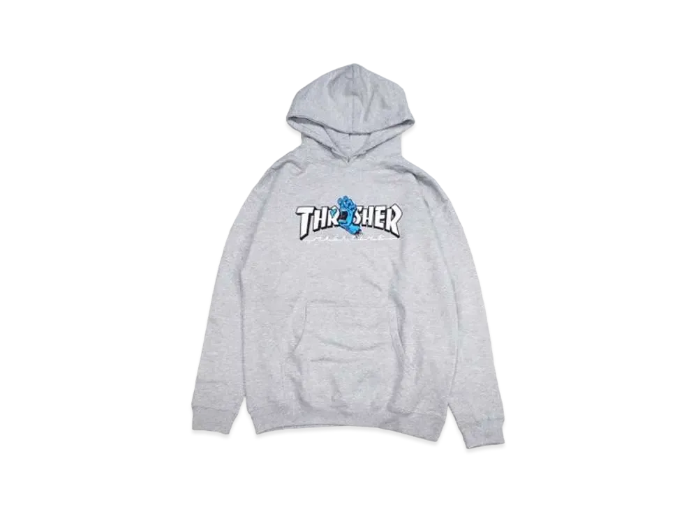 THRASHER x SANTA CRUZ Screaming Logo Pullover Hoodie "Gray Heather"