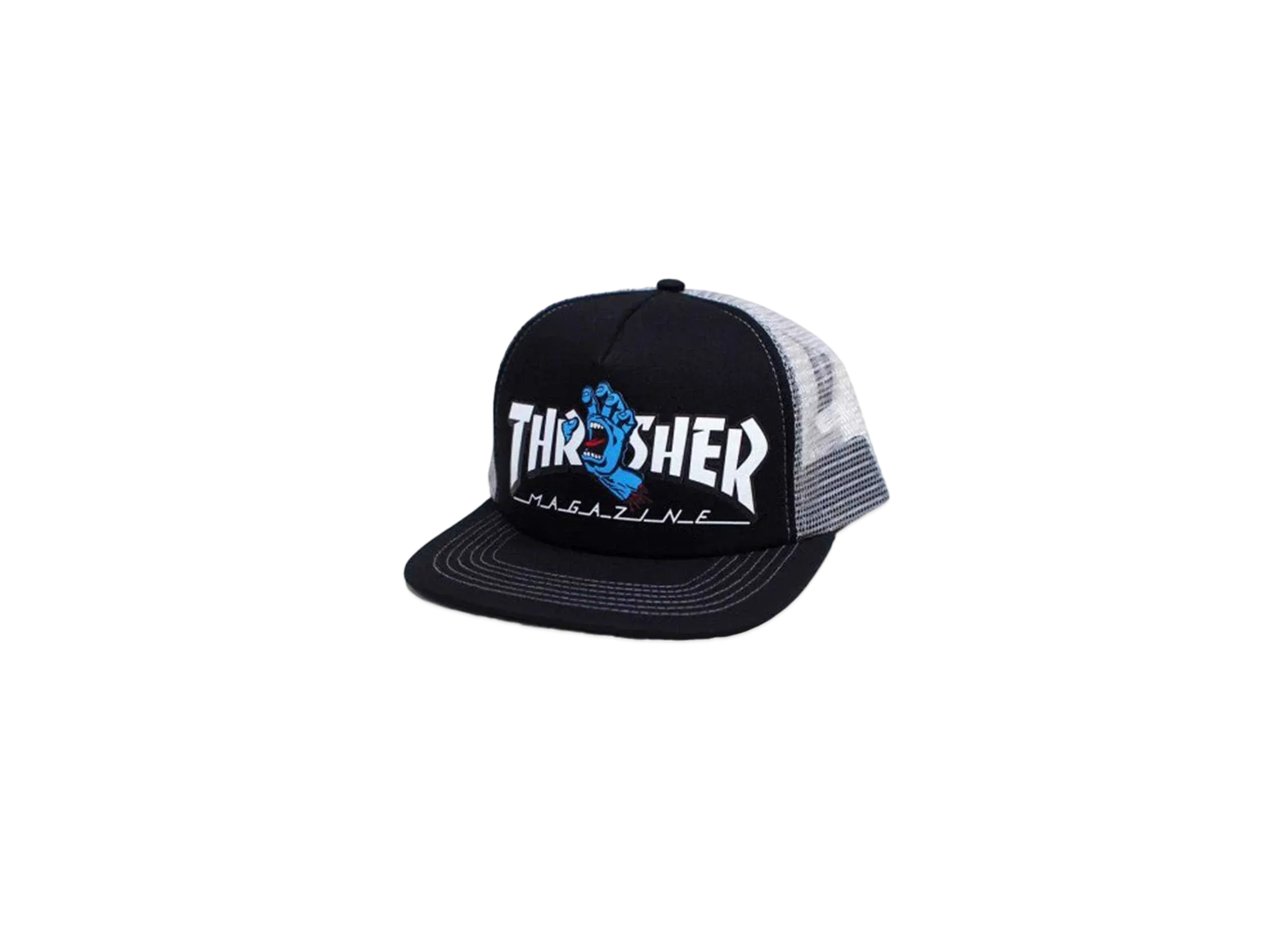 THRASHER x SANTA CRUZ Screaming Logo Mesh Trucker Cap "Black / Gray"