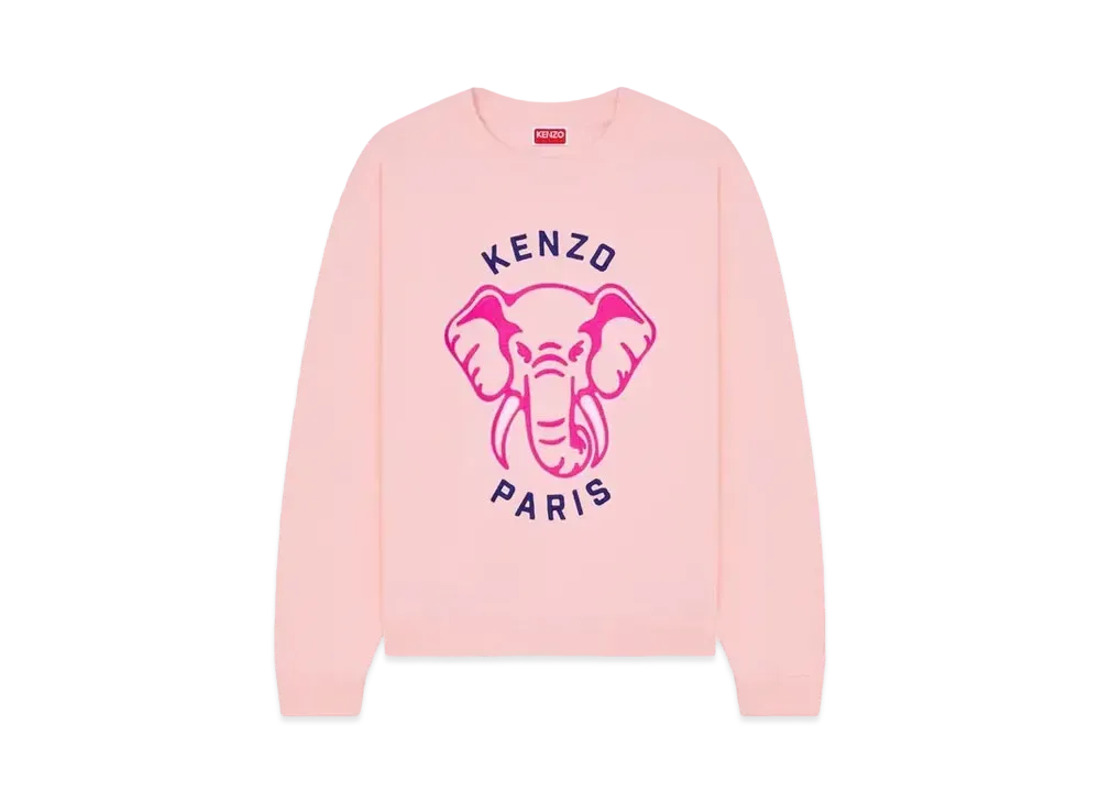 KENZO 'ELEPHANT' Embroidered Sweat "Faded Pink"