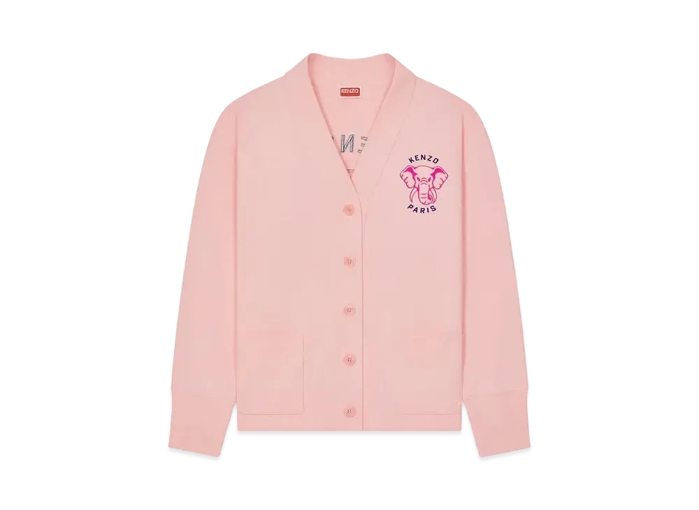 KENZO 'ELEPHANT' Embroidery Sweat Cardigan "Faded Pink"