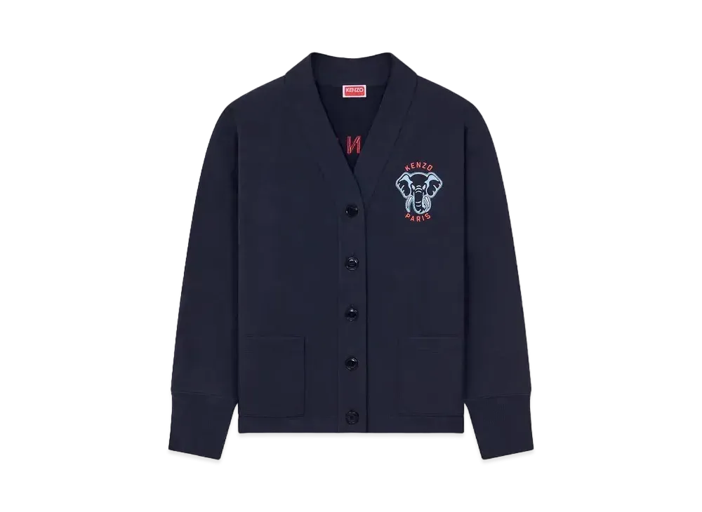 KENZO 'ELEPHANT' Embroidery Sweat Cardigan "Midnight Blue"
