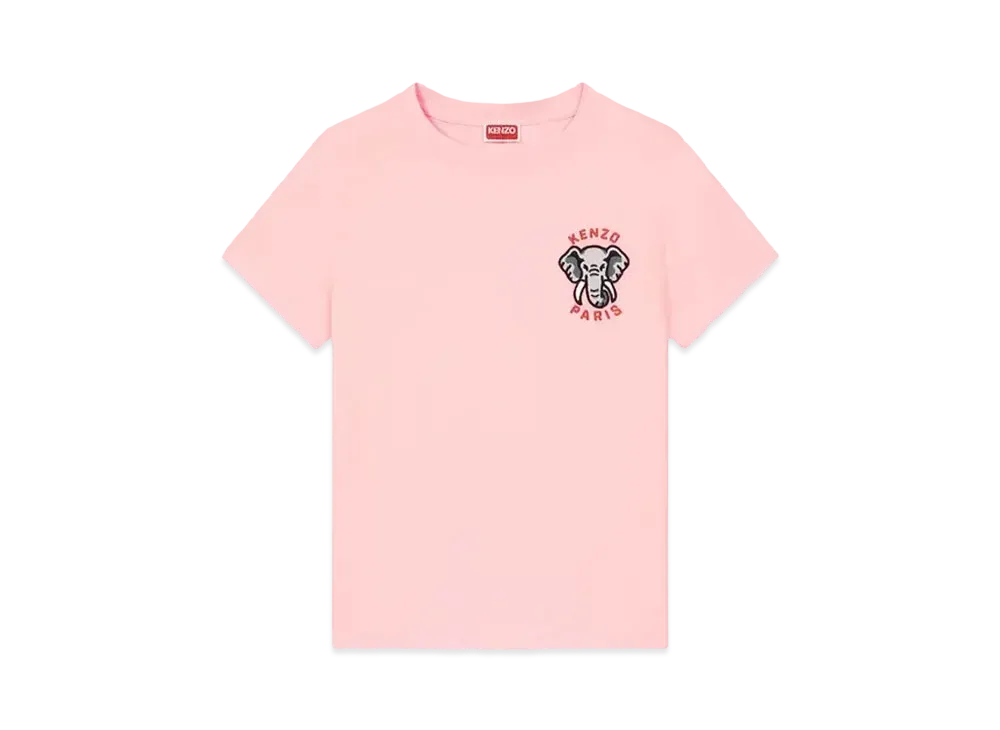 KENZO 'ELEPHANT' Embroidered T-Shirt "Faded Pink"