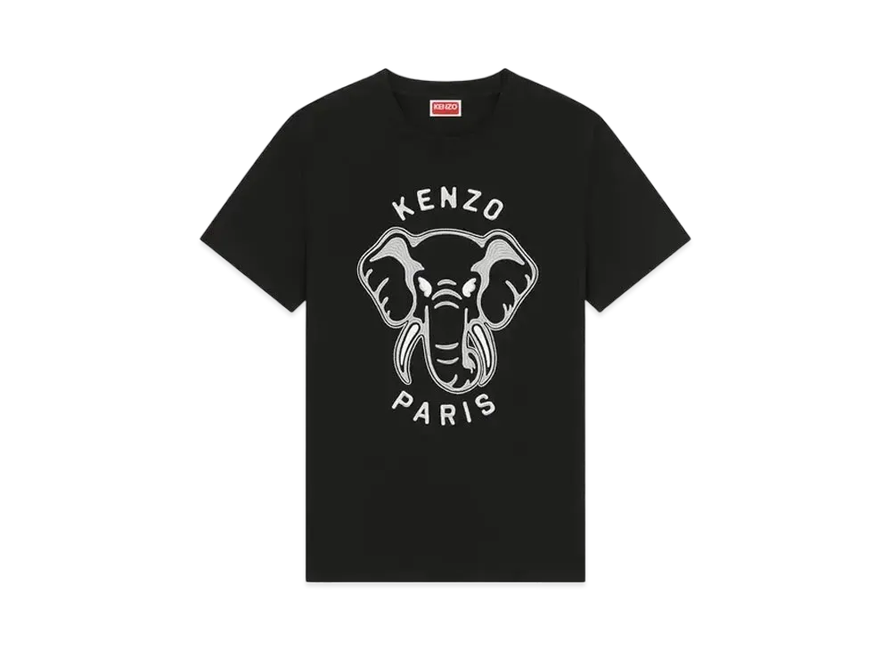 KENZO 'ELEPHANT' Loose Embroidery T-Shirt "Black"