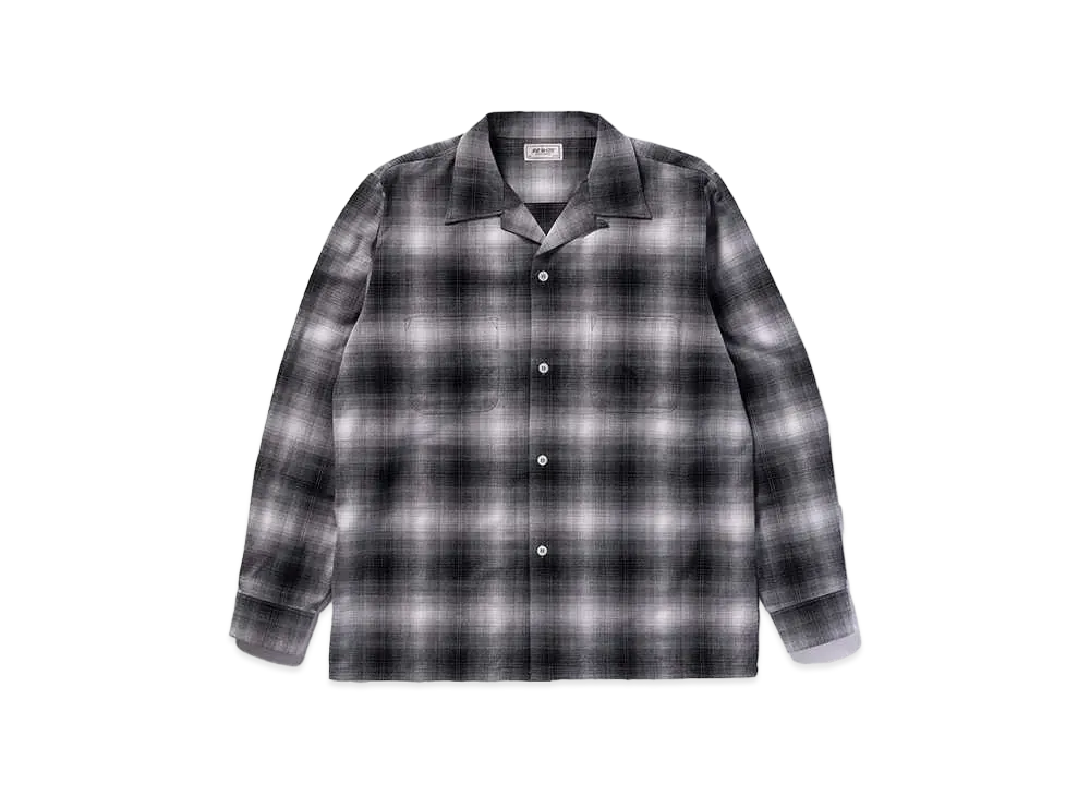 THE REAL McCOY'S Ombre Cotton Rayon Open Collar Shirt "Gray"
