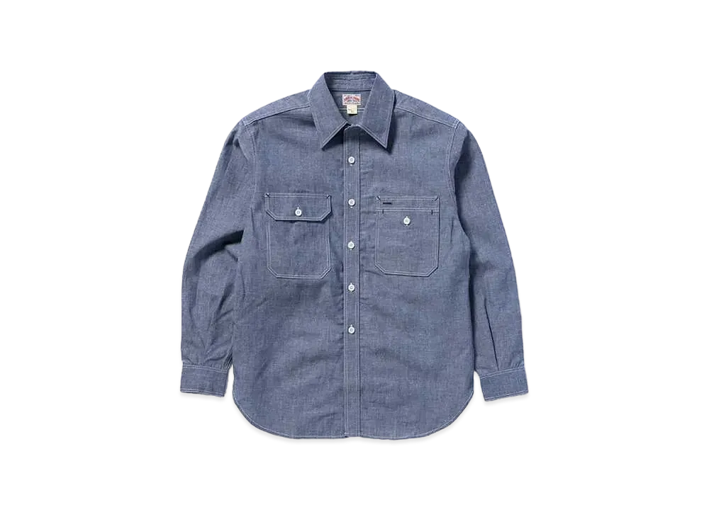 THE REAL McCOY'S 8HU Chambray Serviceman Shirt "Light Blue"